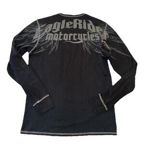 Y2K Eagle Rider Motorcycles Men Large Art Logo T-Shirt Harley Davidson